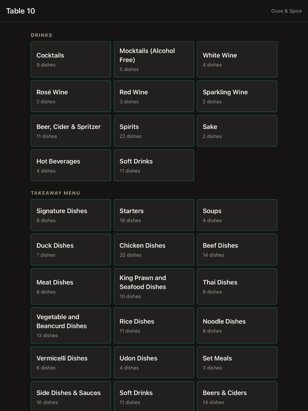 Self-serve menu on a kiosk screen